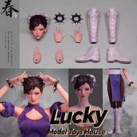 NRTOYS35B 1/6 Chunli Female Soldier Head Sculpt Hair Decoration Hand/Foot Model Leg Cover Accessory Set For 12" Figure Body