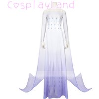 Queen Elsa Dress Cosplay Costume Fancy Carnival Halloween Costume Women Printing Princess White Dress Outfit Custom Made