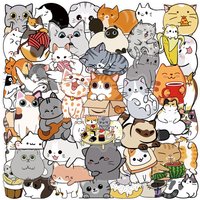 50PCS Cute Cat Stickers Graffiti Stickers DIY Diary Phone Case Handmade Scrapbook Aesthetic Stickers