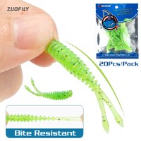 Micro Small Tail Jigging Soft Bait TPE Floating Double Clipped Tail Lure 3.5cm 0.3g 20pcs Pkg Freshwater Bass Pike Carp Catfish