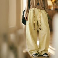 Maden Women's Old Money Thin Straight Long Pants Wide Leg Drawstring Pleated Loose Slim Tie Waist Casual Elegant Summer Bottoms