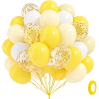 60pcs Yellow White Balloons 12inch with Pastel Yellow White Gold Confetti Balloon for Bee Lemon Wedding Baby Shower Birthday