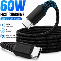 USB C to USB C 60W Fast Charging Cable, Durable Braided Charger Cord for iPhone 15/16, iPad, MacBook, Samsung