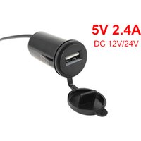 12V 24V Car USB Charger Socket 5V 2.4A Single Port Power Adapter Round Shape Waterproof for Bus Motorcycle RV Boat