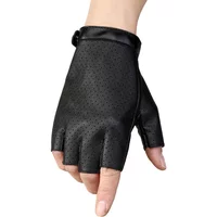 AliExpress HVATILAW Men Cutout Mesh Hole Half Finger Synthetic PU Leather Button Glove Men's Outdoor Sport Fitness Cycling Non-Slip Punk Mitten M14
