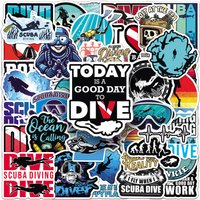 50-Pack Cartoon Diving Underwater Sports Graffiti Stickers Waterproof Decoration for Phone Luggage Fridge Notebook