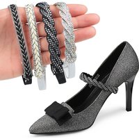 Women Shoelaces for High Heels Adjustable Ankle Shoe Belt Holding Bundle Shoe Laces Tie Straps Band Elastic Rhinestone Shoelace
