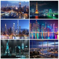 Night View High-Rise Building Background Banner New York City Photography Backdrop Supplies Party Decoration Photo Shoot Props