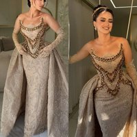 Sexy Sleeveless Rhinestones Prom Dresses Luxurious Crystal Evening Dress Customized Sequined Lace Celebrity Party Gown