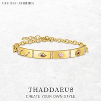 Yellow-Gold Plated Bracelet with Cosmic Talisman Long Bridge Autumn 925 Sterling Silver Jewelry Vintage Gift For Women