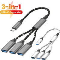 3 in 1 USB Type C Hub Extensions USB Splitter Cable Fast Data Transfer Adapter For iPhone 15 16 PC Laptop Macbook HUB Expander