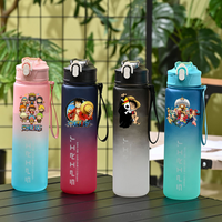 One Piece Water Bottle Anime Drinking Bottles Gradient Time Marks Sports Water Cups Portable Large Capacity Bottle Birthday Gift
