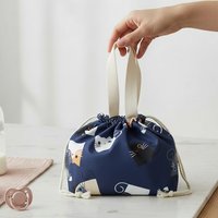 Lucky Cat Lunch Bag Drawstring Portable Bento Box Pouch Children Storage Box Cooler bag Tableware Storage Bag Camping Picnic Bag