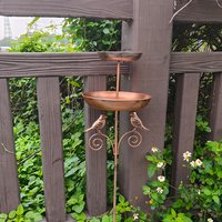 A Vintage Copper-Colored Iron Bird Bath and Feeder, Dual-Purpose, with a Double-Layer Design to Accommodate Hummingbirds, Bees, Butterflies, Etc., for Simultaneous Use. Rust-Resistant for Outdoor Use,
