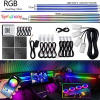 Universal Led Car Ambient Light RGB 64 213 Color Acrylic Strips Symphony Streamer Interior Dashboard Decoration Atmosphere Lamp image 4