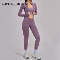 3PCS Yoga Suits Women Seamless Gym Tracksuits Sports Sets Workout Clothes Female Gym Long Sleeve Sets Fitness Outfits Sportswear