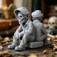 Skeleton Electric Welding Worker Figurine Gothic Style Edge Sitter Statue Skull Ornament for Home Office DeskShelf Display Decor
