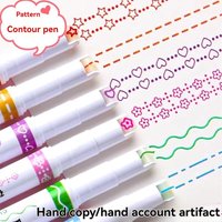6pcs Flowers Line Shaped Highlighter Pen Roller Tip Curve Liner Marker For Writing Journaling Drawing Stationery School Supplies