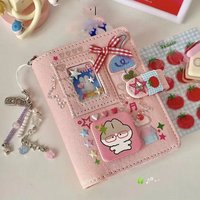 Korean Version of Pink Denim M5 Loose-leaf Ledger Complete Set of Girly Good-looking Student Diy Portable Pocket Travel Notebook
