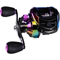 22LB Carbon Fiber Drag 7.2:1 Gear Ratio Magnetic Brake System Aurora Gradient Color 9+1BB Low Profile Baitcast Fishing Reel