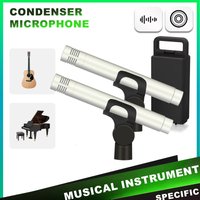 C02 Champagne Colored Metal Condenser Microphone Small-Diaphragm Shockproof Pencil Clip-On Piano Recording Mic for Instrument