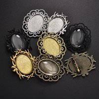 5pcs/set Bronze Black Pin Brooch Base Setting Glass Fashion Style Cameo Cabochon Base Setting Jewelry Pendant Necklace Findings