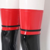 Harajuku Style Mirror Shiny Patent Leather Thigh High Stockings Women Sexy Contrast Color Pole Dance Clubwear Cosplay Medias