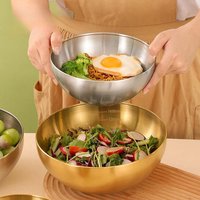1pcs/3pcs Stainless steel salad bowl, golden cooking basin, mixing bowl with scale, household multifunctional set