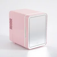 4L Mini Refrigerator Car Cosmetics Skincare LED Mirror Household Refrigerator Small Freezer Refrigeration Noise Reduction Portal