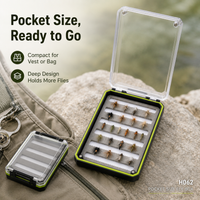 Pocket Size Waterproof Fly Fishing Box, Magnetic Closure Fly Fishing Case with Clear PC Lid, ABS Body & EVA Foam for Dry Flies,