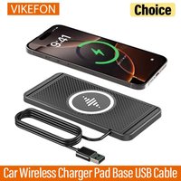 VIKEFON Car Wireless Charger Pad Base USB Cable for iPhone 17-12 Pro Max Samsung Xiaomi Airpods Pro 2 LG Fast Charging Station