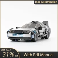 404pcs MOC Car Model DeLorean Time Machine Speed Champions Sports Car Building Blocks Creativity Assembly Bricks Toys Kids Gifts