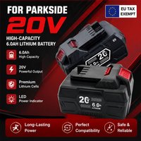 Für Parkside X20V 20V 6Ah Lithium-Akku, Ersatz für PAP 20 B3 A3 PAPS 208 A1, Elektrowerkzeug-Akku für Kettensäge, Bohrmaschine, Rasenmäher