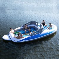 PVC thickened inflatable 6-person island floating bed pirate boat for multiple people water party yacht floating raft boat
