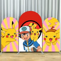 Pokemon Pikachu Boys Birthday Arch Backdrop Cover Kids Birthday Party Decorations Anime Game Theme Photo Booth Background