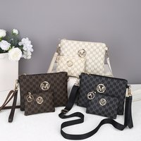 Classic Letter M Printed 2-Piece Women Bag Luxury Vintage Shoulder Crossbody Clutch Wallet Set