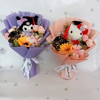 Anime Kuromi Hello Kitty Plush Dolls kawaii My Melody Cinnamoroll Bouquet Stuffed animals Valentine's Day Birthday Gift Kids Toy
