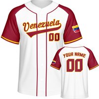 Custom Venezuela Baseball Jersey Personalized Name Number Venezuela Flag Button Down Baseball Shirt Team Uniform for Men