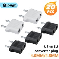 elough 1-20pcs US to EU Converter Plug 4mm/4.8mm Electrical Socket Plugs Adapters American China KR To Europe Plug Adapter