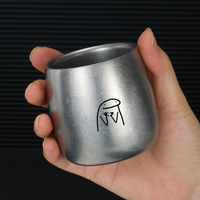 304 Stainless Steel Double-layer Insulated Hot Water Cup Personalized Custom LOGO Name RVintage Mini Cup For Coffee Camping Gift