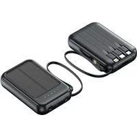Power bank 50000mah Solar Power Bank Built Cables Solar Charger 2 Usb Ports External Charger Powerbank With Led Light 2025 New