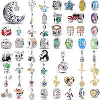 Colorful Murano 925 Silver Spinach, Coffee Cup, Rubik's Cube, Iron Tower Pendant, European Original Bracelet Jewelry Accessories