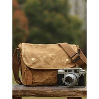 Waterproof Oil Waxed Canvas Bag For Men Retro Style Shoulder Bag For Women Casual Shopping Crossbody Phone Bag