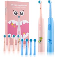 Children Electric Toothbrush With 4 Brush Head Rotating IP67 Waterproof Rechargeable 3 Cleaning Mode Kids Cartoon Toothbrush