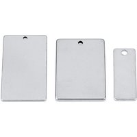 SAUVOO 10pcs Stainless Steel Rectangle Blank Charms Engrave Design Logo Tags For Necklace Keychain Bags Jewelry Findings