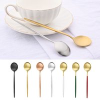6Pcs Small Matte Spoon Tea Coffee Stir Mini Spoons Stainless Steel Spoons Kitchen Accessories Black Rose Gold Teaspoon Set 13CM