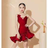 dance wear dress for girl kids lyrical latin american girl costumes samba dancewear ballroom dancing top skirt competition