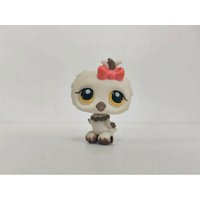 LPS Figure White Owl Pink Bow with Yellow Eyes #360 Rare Pet Shop toy