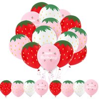 5/100pcs Strawberry Themed Party Decor Balloon Cute Strawberry Latex Balloon Kids Birthday Baby Shower Fruit Party Supplies 12''