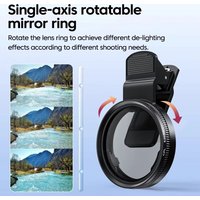 52mm Clip-On Cpl Phone Camera Lens Filter, Ultra-Thin Circular Polarizing Filter, Enhances Color Saturation, Reduces Glare